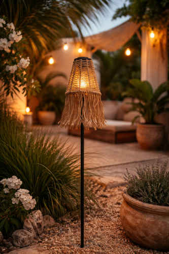 ibiza solar lamp, solar hanglamp tuin, boho buitenlamp, jute solar lamp, solar verlichting tuin, ibiza tuinlamp, buitenlamp zonne energie